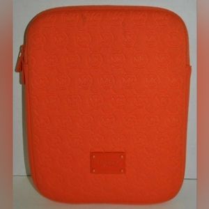 MICHAEL KORS Orange Neoprene IPAD Tablet Sleeve Case Padded Logo Suede Lining
